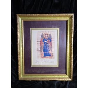 July Angel Month Carol McCrady 11.5" x 9.5" Gold Frame Signed Birthday Print